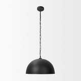 Karina 24" Round Matte Black Hammered Metal Dome Pendant Light from Mercana - Luna Furniture