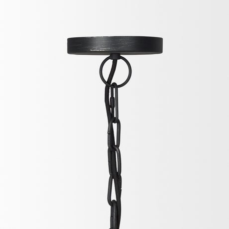 Karina 24" Round Matte Black Hammered Metal Dome Pendant Light from Mercana - Luna Furniture
