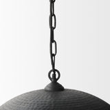 Karina 24" Round Matte Black Hammered Metal Dome Pendant Light from Mercana - Luna Furniture