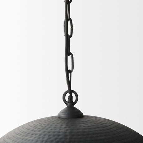 Karina 24" Round Matte Black Hammered Metal Dome Pendant Light from Mercana - Luna Furniture