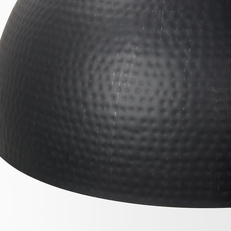 Karina 24" Round Matte Black Hammered Metal Dome Pendant Light from Mercana - Luna Furniture