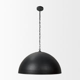 Karina 36" Round Matte Black Hammered Metal Dome Pendant Light from Mercana - Luna Furniture