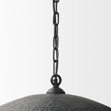 Karina 36" Round Matte Black Hammered Metal Dome Pendant Light from Mercana - Luna Furniture