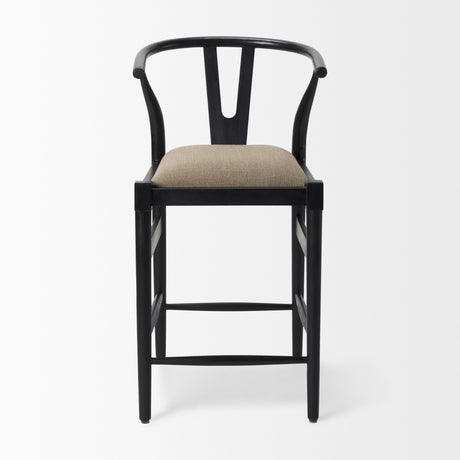 Trixie Black Wood Frame w/ Dark Taupe Fabric Seat Counter Stool from Mercana - Luna Furniture
