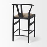 Trixie Black Wood Frame w/ Dark Taupe Fabric Seat Counter Stool from Mercana - Luna Furniture