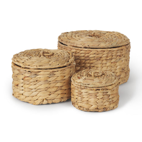 Kea Set of 3 Nesting Water Hyacinth Boxes with Lids from Mercana - Luna Furniture