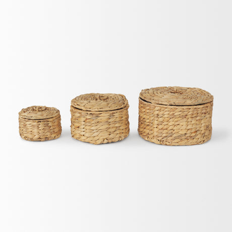 Kea Set of 3 Nesting Water Hyacinth Boxes with Lids from Mercana - Luna Furniture