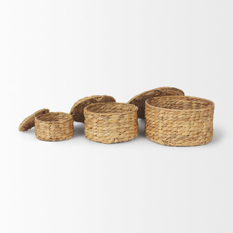 Kea Set of 3 Nesting Water Hyacinth Boxes with Lids from Mercana - Luna Furniture