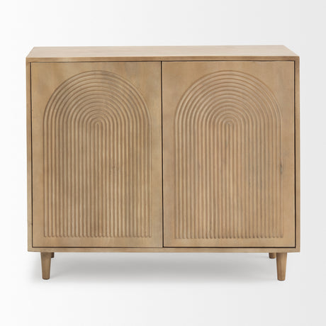 Tucker Light Brown Wood w/ Carved Arch Pattern 2 Door Accent Cabinet from Mercana - Luna Furniture