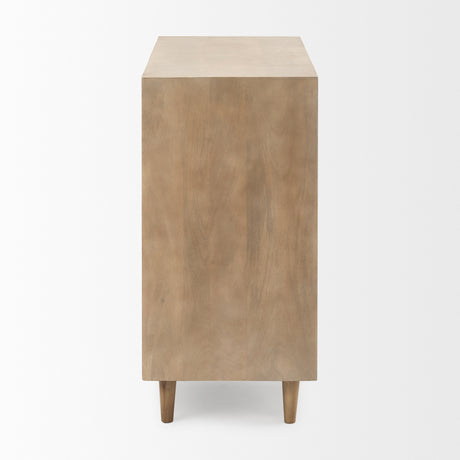 Tucker Light Brown Wood w/ Carved Arch Pattern 2 Door Accent Cabinet from Mercana - Luna Furniture