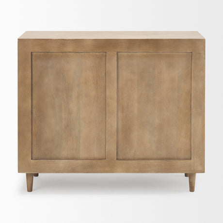 Tucker Light Brown Wood w/ Carved Arch Pattern 2 Door Accent Cabinet from Mercana - Luna Furniture