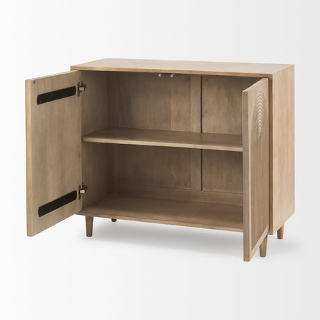 Tucker Light Brown Wood w/ Carved Arch Pattern 2 Door Accent Cabinet from Mercana - Luna Furniture