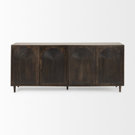 Tucker Dark Brown w/ Carved Arch Pattern 4 Door Sideboard from Mercana - Luna Furniture