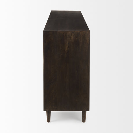 Tucker Dark Brown w/ Carved Arch Pattern 4 Door Sideboard from Mercana - Luna Furniture