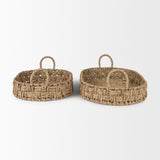 Haini Set of 2 Large Basketweave Seagrass Trays w/ Loop Handles from Mercana - Luna Furniture