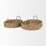 Haini Set of 2 Large Basketweave Seagrass Trays w/ Loop Handles from Mercana - Luna Furniture