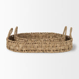 Haini Set of 2 Large Basketweave Seagrass Trays w/ Loop Handles from Mercana - Luna Furniture