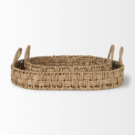 Haini Set of 2 Large Basketweave Seagrass Trays w/ Loop Handles from Mercana - Luna Furniture