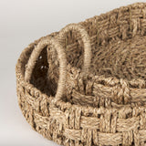 Haini Set of 2 Large Basketweave Seagrass Trays w/ Loop Handles from Mercana - Luna Furniture