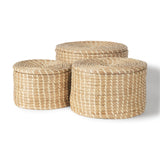 Kailini Set of 3 Nesting Seagrass & Palm Leaf Boxes with Lids from Mercana - Luna Furniture