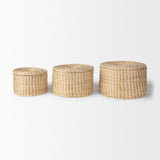 Kailini Set of 3 Nesting Seagrass & Palm Leaf Boxes with Lids from Mercana - Luna Furniture