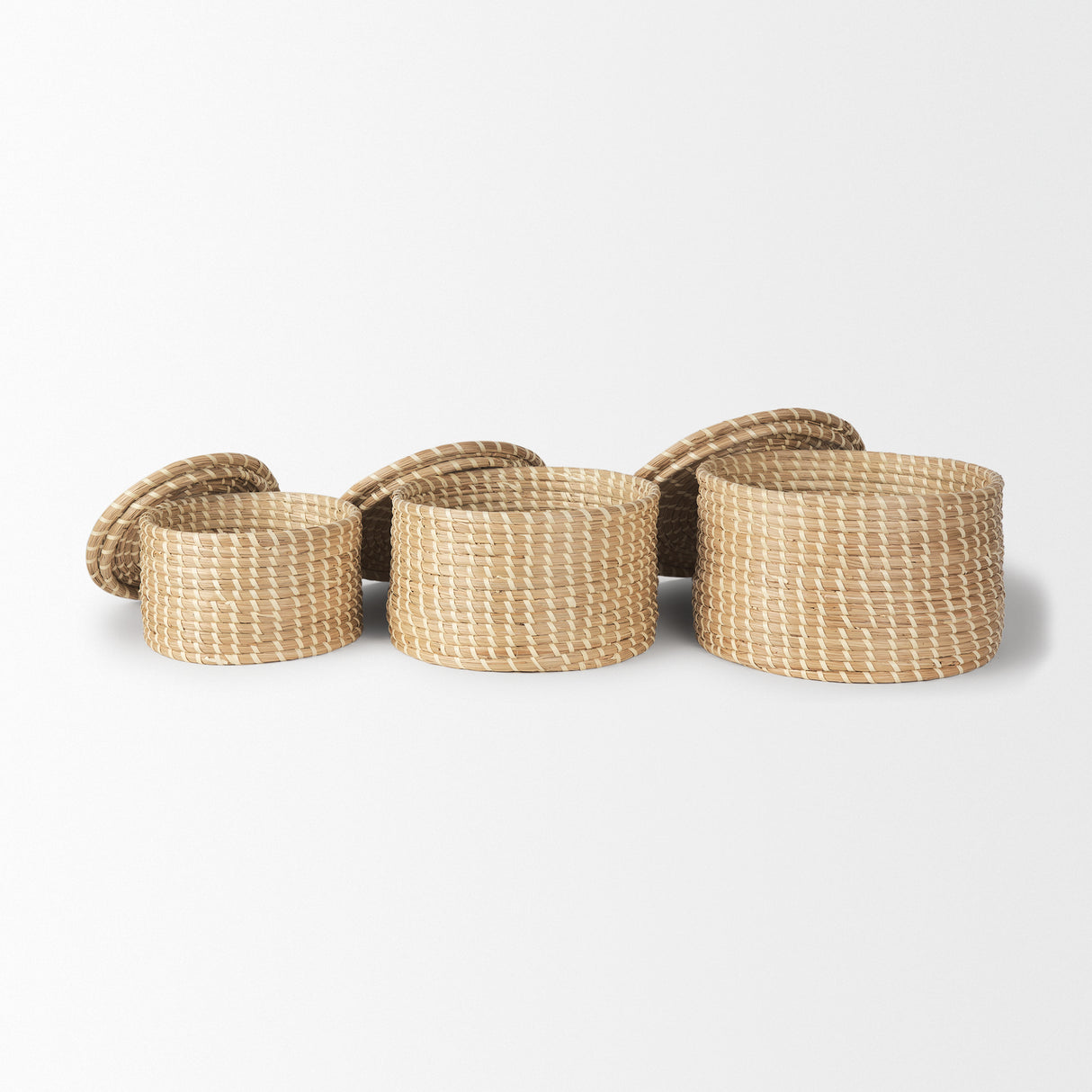 Kailini Set of 3 Nesting Seagrass & Palm Leaf Boxes with Lids from Mercana - Luna Furniture