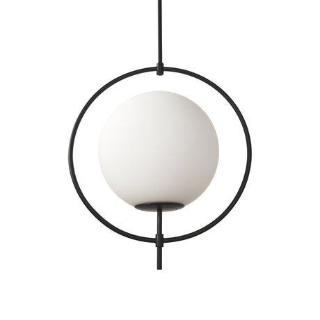 Farrah Frosted Glass Globe set in Matte Black Metal Pendant Ceiling Light from Mercana - Luna Furniture