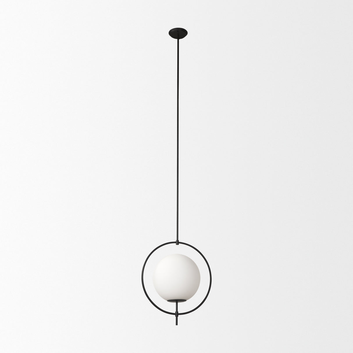 Farrah Frosted Glass Globe set in Matte Black Metal Pendant Ceiling Light from Mercana - Luna Furniture