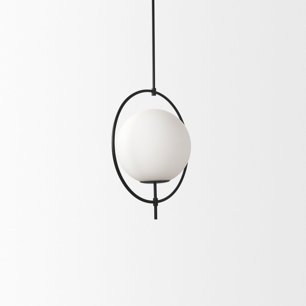 Farrah Frosted Glass Globe set in Matte Black Metal Pendant Ceiling Light from Mercana - Luna Furniture