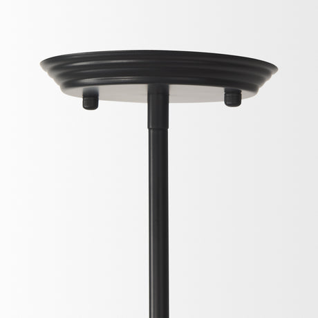 Farrah Frosted Glass Globe set in Matte Black Metal Pendant Ceiling Light from Mercana - Luna Furniture