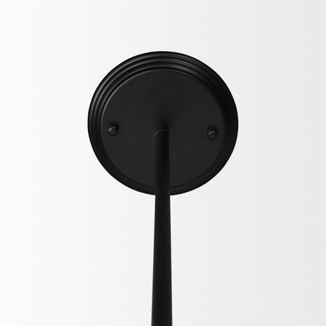 Farrah Frosted Glass Globe set in Matte Black Metal Pendant Ceiling Light from Mercana - Luna Furniture
