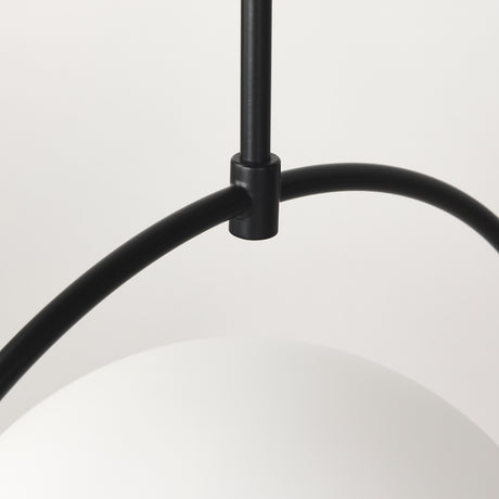 Farrah Frosted Glass Globe set in Matte Black Metal Pendant Ceiling Light from Mercana - Luna Furniture