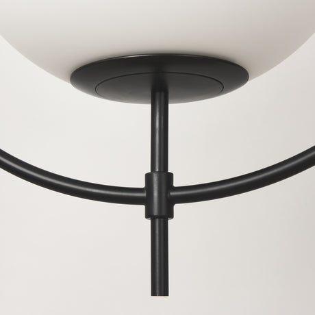 Farrah Frosted Glass Globe set in Matte Black Metal Pendant Ceiling Light from Mercana - Luna Furniture