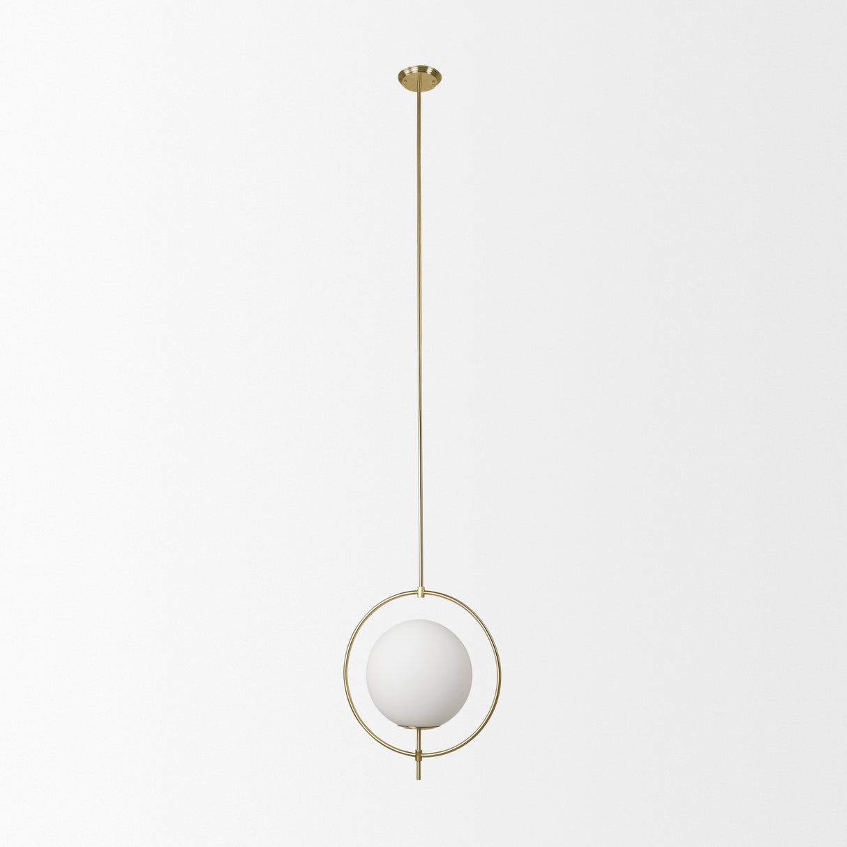 Farrah Frosted Glass Globe w/ Gold Metal Pendant Light from Mercana - Luna Furniture