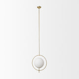 Farrah Frosted Glass Globe w/ Gold Metal Pendant Light from Mercana - Luna Furniture