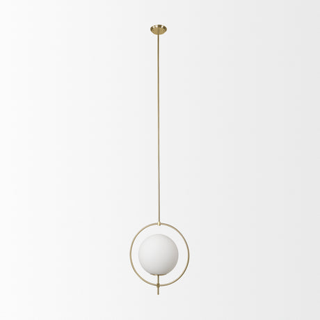 Farrah Frosted Glass Globe w/ Gold Metal Pendant Light from Mercana - Luna Furniture