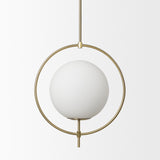 Farrah Frosted Glass Globe w/ Gold Metal Pendant Light from Mercana - Luna Furniture