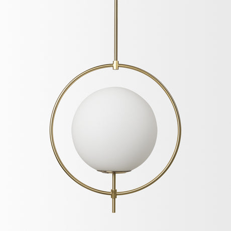 Farrah Frosted Glass Globe w/ Gold Metal Pendant Light from Mercana - Luna Furniture