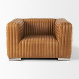 Ricciardo Cognac Leather Upholstered Arm Chair from Mercana - Luna Furniture