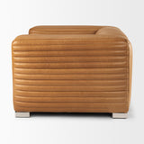 Ricciardo Cognac Leather Upholstered Arm Chair from Mercana - Luna Furniture