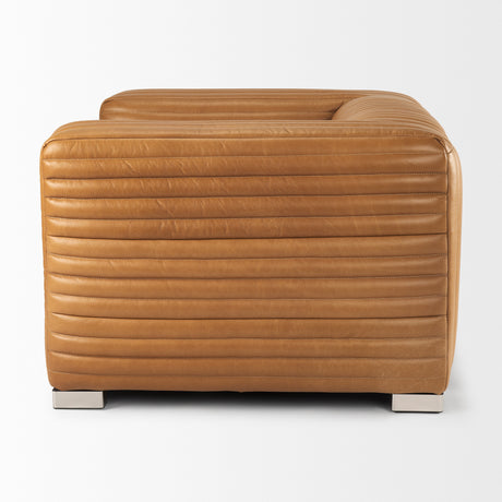 Ricciardo Cognac Leather Upholstered Arm Chair from Mercana - Luna Furniture