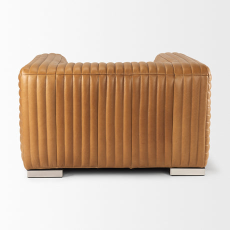Ricciardo Cognac Leather Upholstered Arm Chair from Mercana - Luna Furniture