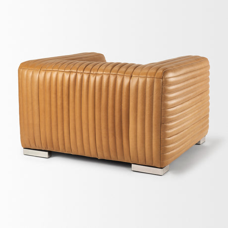 Ricciardo Cognac Leather Upholstered Arm Chair from Mercana - Luna Furniture