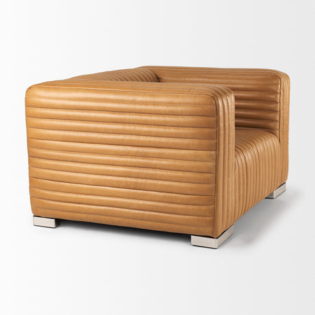 Ricciardo Cognac Leather Upholstered Arm Chair from Mercana - Luna Furniture