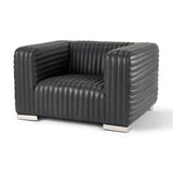 Ricciardo Black Leather Upholstered Arm Chair from Mercana - Luna Furniture