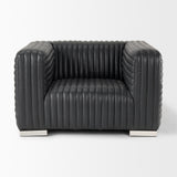Ricciardo Black Leather Upholstered Arm Chair from Mercana - Luna Furniture