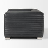 Ricciardo Black Leather Upholstered Arm Chair from Mercana - Luna Furniture