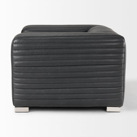 Ricciardo Black Leather Upholstered Arm Chair from Mercana - Luna Furniture