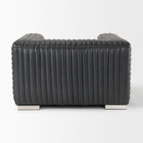 Ricciardo Black Leather Upholstered Arm Chair from Mercana - Luna Furniture