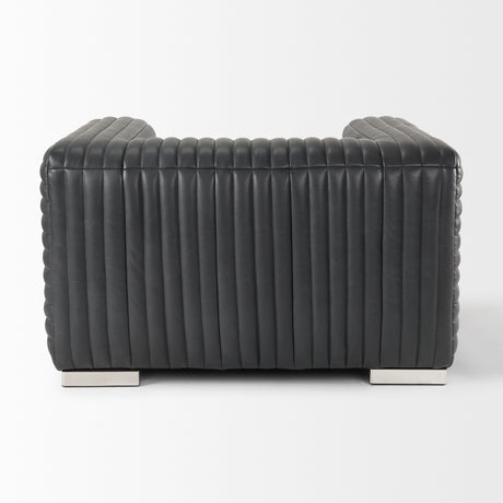 Ricciardo Black Leather Upholstered Arm Chair from Mercana - Luna Furniture